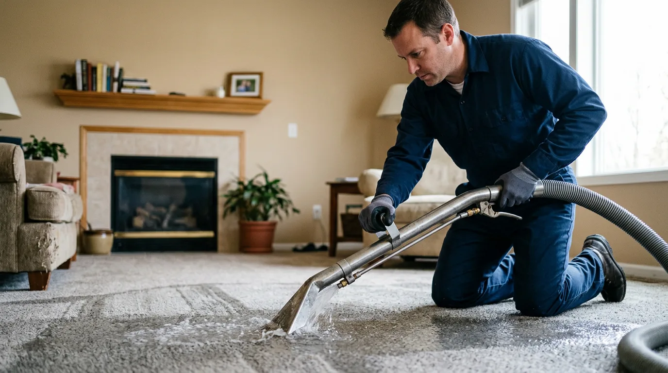 Water damage restoration technician working near Kensington, MN